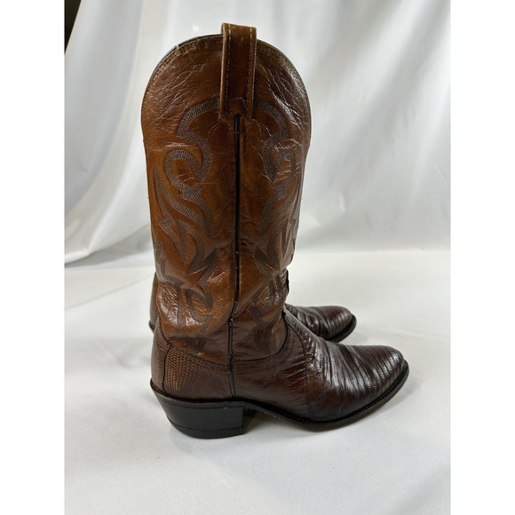 Dan Post Teju Exotic‎ Lizard Leather Western Brown Boots Mens Cowboy Vtg Sz 10D - Picture 11 of 12